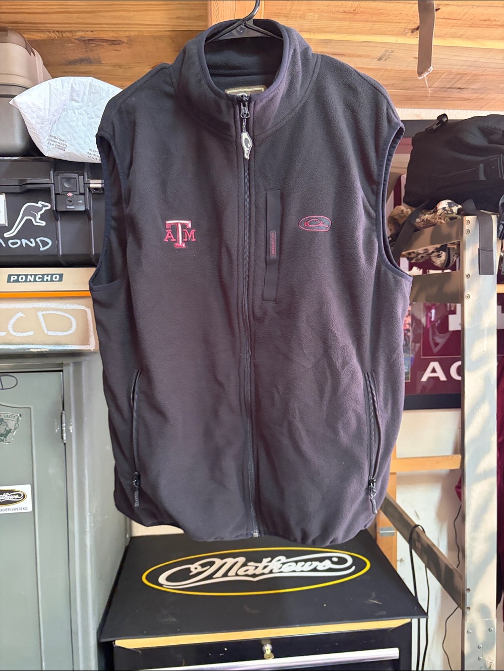 Texas A&M Black Quilted Fleece Vest with Zip Pockets